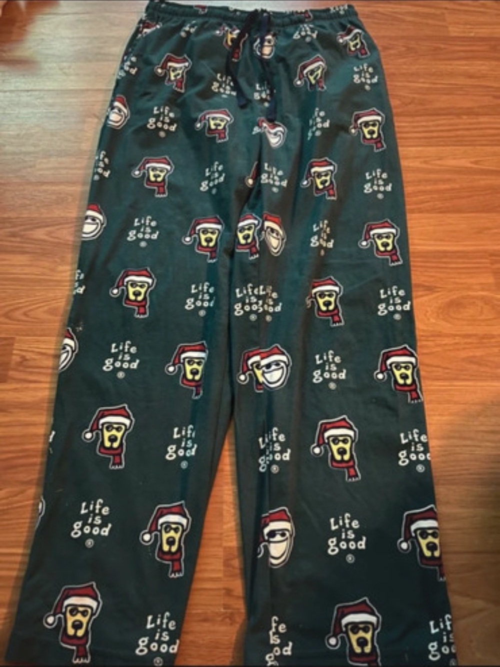 Life Is Good Dark Green Holiday Dog Print Pajama Pants